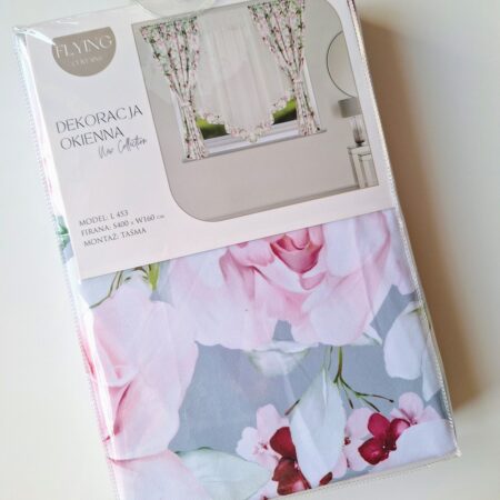 Aizkaru komplekts ar rozā ziedu rakstu - iepakojums